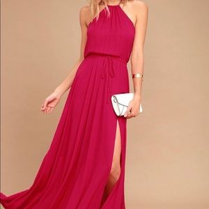 LULUS Essence Of Style Berry Pink Maxi Dress NWT